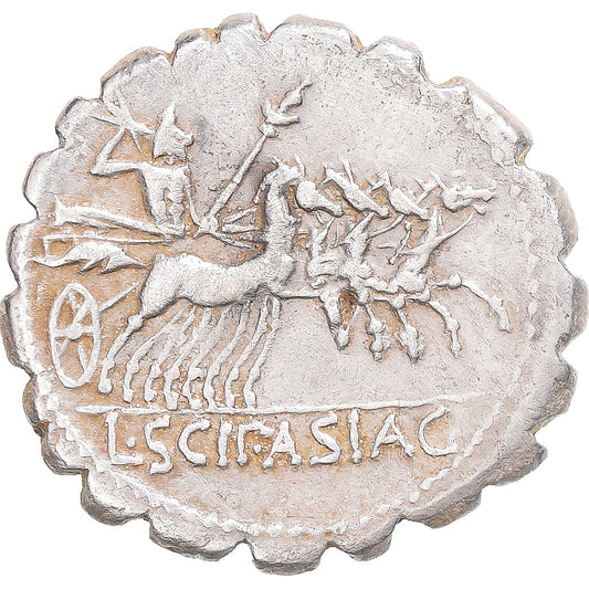 Coniare, 
  
  Scipione, 
  
  Denario Serrato