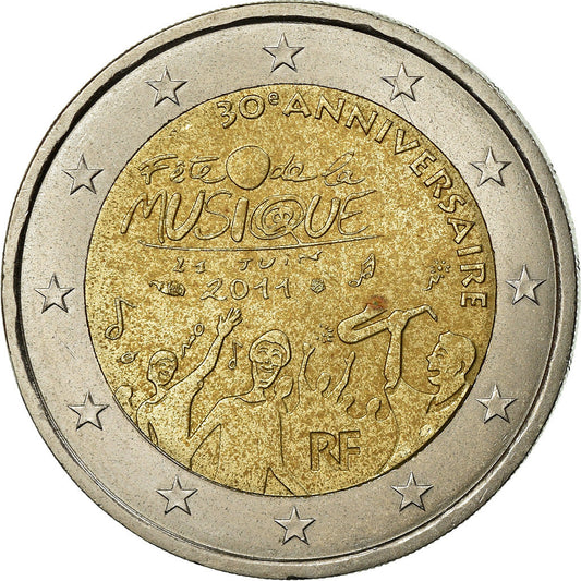 Francia, 
  
  2 euro, 
  
  Festa Musica